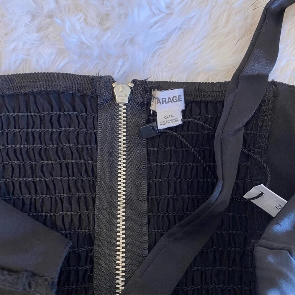 GARAGE Satin Bustier Bralette New Black size Large with Ribbing
